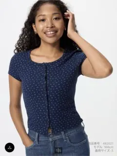 UNIQLO ワッフルフルオープンミニT 69 NAVY
