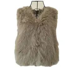 【新品タグ付】DISCOAT　ショートファーベスト　ベージュ　フリーサイズ