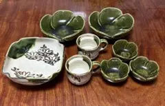 【廃番希少】 前畑陶器 庫山窯 織部 鉄絵亀甲 多様碗 セット 飯茶碗 銘々鉢 廃番希少】 前畑陶器 庫山窯 織部 鉄絵亀甲 多様碗 セット 飯茶碗 銘々