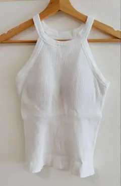 UNIQLO カップ付きリブタンクトップ ホワイト Mのサムネイル