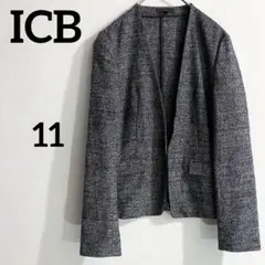 ICB ノーカラー ツイードジャケット グレー オフィス フォーマル 大人上品のサムネイル