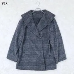 VIS チェック柄 オーバーサイズジャケットグレー 大人かわいい カジュアル