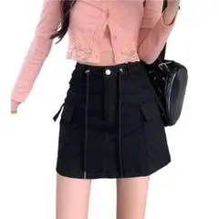 ブラック　XLサイズ　ミニ　タイトスカート　台形スカート