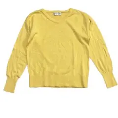 INED イネド Vネック ニットセーター 9号(M)サイズ イエロー