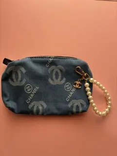 『未使用』CHANELデニムポーチ＆C Cチャーム付きパールストラップセット