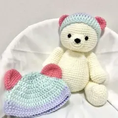 【SNS映え】くまのあみぐるみ＆帽子セット｜ファーストトイ　30cm