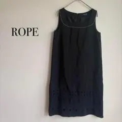 ロペ ワンピース ノースリーブ【S】ブラック 刺繍 レーヨン フォーマル