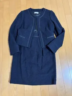 PLST プラステ ツイード ペプラムジャケット L ネイビー セレモニー