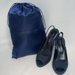 ☆美品☆Sergio Rossi ネイビー ハイヒール22 巾着付き