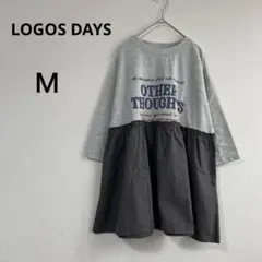 新品未使用(LOGOS DAYS)英字ペプラムT Ｍ　中灰　しまむら