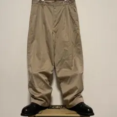 90s 00s 2タック チノパン ワイド 無地 ベージュ アメカジ古着 W35