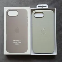 iPhone16e グレイ ホワイト レザー ケース カバー 純正上位互換品 ③のサムネイル