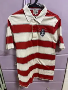 シナコバ　ストライプポロシャツ　黄ばみあり