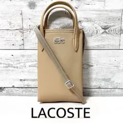 【未使用級】LACOSTE ミニショルダーバッグ スクエア型 ライトベージュ