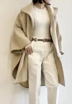 ウィムガゼット　ウールリバー　パイピングポンチョ　コート　ベージュ