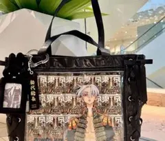 痛バ 推し活バッグ オタ活バッグ レースアップ 黒 リボン 大容量 推し オタク