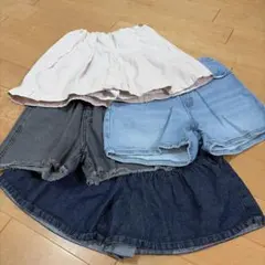 女の子ハーフパンツ4点セット（デニム・スカート風）　130