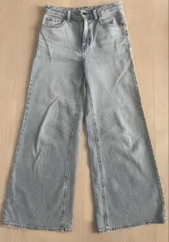 GU ワイドレッグデニム ライトブルー