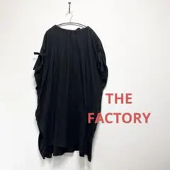 ❤︎THE FACTORY 半袖 ギャザーロングワンピース　コットンリネン