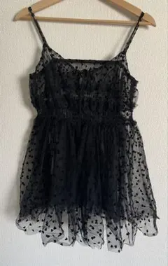 GU ハートフロッキーチュールキャミ ビスチェ シアー レイヤード ガーリー