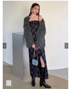 グレイル　中町綾チェック柄スリット キャミソールロングワンピース