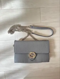 GUCCI（グッチ） チェーンウォレット／ショルダーバッグ【レディース・グレー】