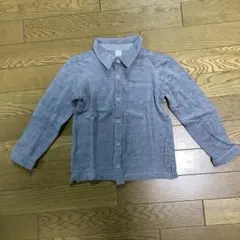 長袖　グレー 白　長袖シャツ　前ボタン　前あき