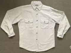 ★80s USA製FIVE BROTHERヘビーフランネルシャツ 無地 ホワイト