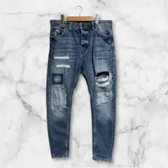 ザラマン　リペア　ダメージ加工ジーンズ　インディゴ　W32