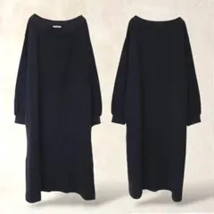 スタジオクリップ　長袖カットソーワンピース　M　黒　サイドポケット　ゆったり　綿