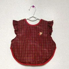 familiar　赤と黒のチェック柄フリルスタイ