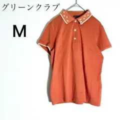 グリーンクラブ ポロシャツ 半袖 キャラクター刺繍 襟柄 煉瓦色ゴルフウェアMのサムネイル