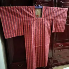 新品未使用 赤と青の格子柄 雨用コート羽織