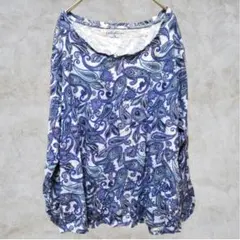 希少✨US古着【2XL】ペイズリー柄 ロンT ブルー系 オーバーサイズ ゆるだぼ