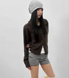 BLACKUP ハイネックウール　ニットガーデ　ダークブラウン　FREE