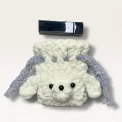 ハンドメイド 巾着袋 プードル 手編み 毛糸 ポーチ 犬 かわいい 編み物