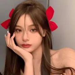 ヘアクリップ リボン レッド 赤 髪留め 2個セット