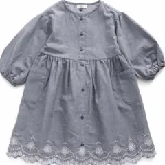 SERAPH セラフ 長袖 ワンピース 刺繍 デニム ブルー 90