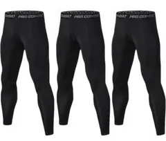 [GAOTEK] スポーツタイツ 3枚セット メンズ Lサイズ ブラック