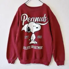 PEANUTS スヌーピー トレーナー XS ワインレッド 裏起毛 レディース