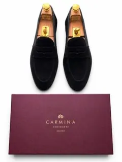 【高級革靴】CARMINA ブラックスエード ローファー 7.5 箱付のサムネイル