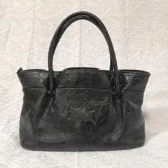 APPENA】アペーナ ブラックレザー花柄ハンドバッグ - メルカリ