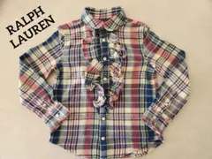 RALPH LAUREN　チェック柄フリル長袖シャツ