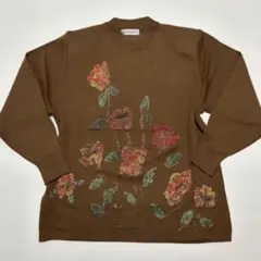 美品 ALLER A PIEO 花柄刺繍 ニット 薄手セーター レトロ 高見え
