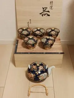 有田焼 清右衛門作 古伊万里金彩 急須 蓋付汲出5客揃 湯呑み