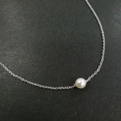 本真珠 7mm ステーションネックレス Y字型 シルバー925刻印 45cm 