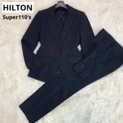 美品 ヒルトン セットアップ スーツ 9号 チェック Super110'S 美品】HILTONスーツ 3点セット セットアップ チェック グレー 11.9