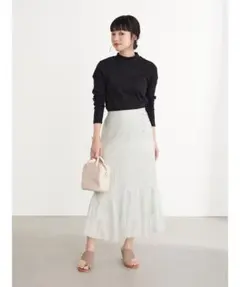 earth music&ecology チェーン柄リブ長袖ハイネックプルオーバー