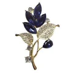 紺色　花　ラインストーン　ピンブローチ　ブローチ　ピンバッジ　バッジ　ラペルピン