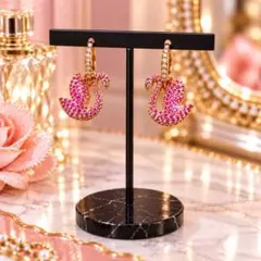 ★ 상태매우좋음 ★SWAROVSKI スワロフスキー ピンクスワンピアス 正規品